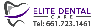 Elite Dental Care logo with contact information.